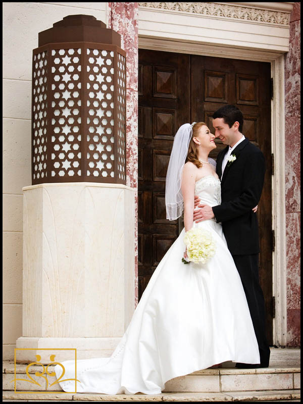 A beautiful formal portrait in front of Temple Emanuel in Miami Beach