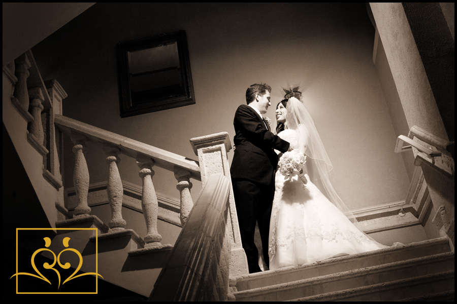 The beautiful staircase at the Coral Gables Hyatt makes for a stunning wedding portrait!